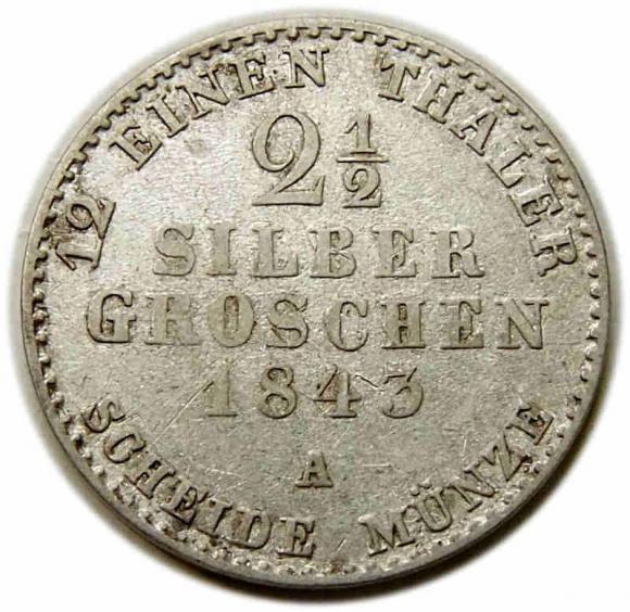 2 1/2 silber groschen 1843 Fryderyk Wilhelm IV Niemcy Berlin (2)