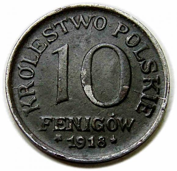 10 fenigów 1918 Królestwo Polskie Stuttgart (1)