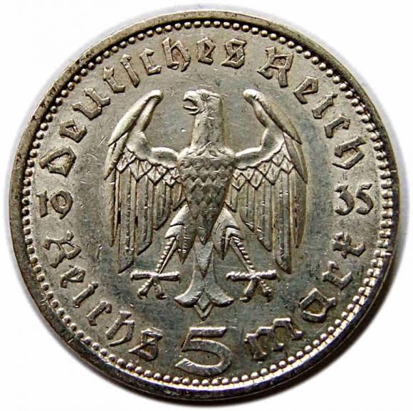 5 mark 1935 A Paul von Hindenburg / prussian eagle Berlin (2)