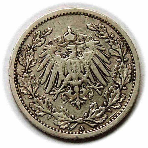 1/2 marki 1908 A Wilhelm II Hohenzollern Prusy Berlin (2)