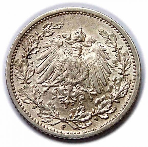 1/2 marki 1913 F Wilhelm II Hohenzollern Prusy Stuttgart (2)