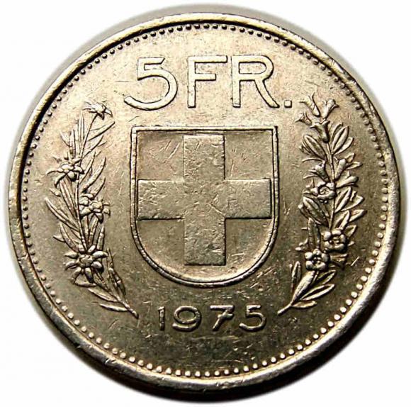5 Francs 1975 Switzerland Confoederatio Helvetica (2)
