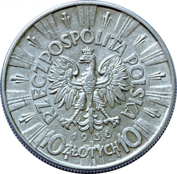 10 zlotych 1936 Jozef Pilsudski II Republic of Poland Warsaw