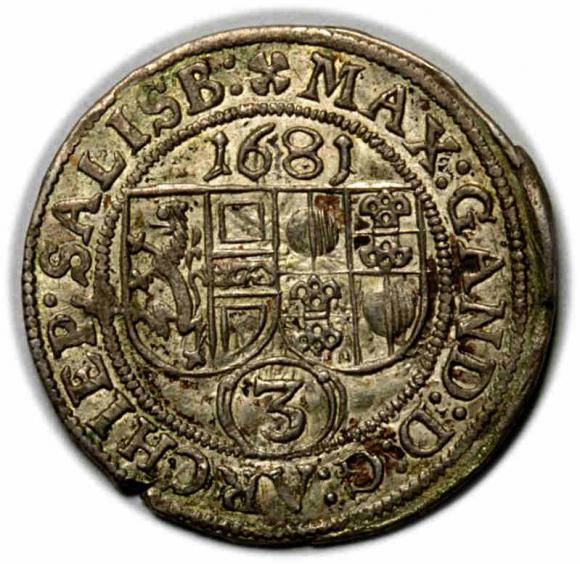 3 kreuzer 1681 Max Gandolf von Kuenburg Salzburg (2)