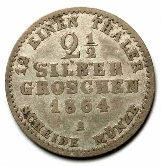 2 1/2 silver groschen 1864 Wilhelm I Hohenzollern Germany Berlin (2)