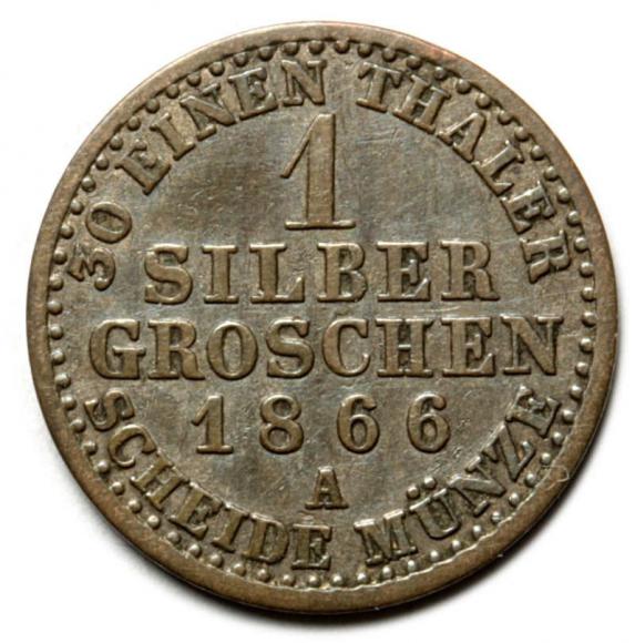 1 silver groschen 1866 Wilhelm II Germany Berlin (2)