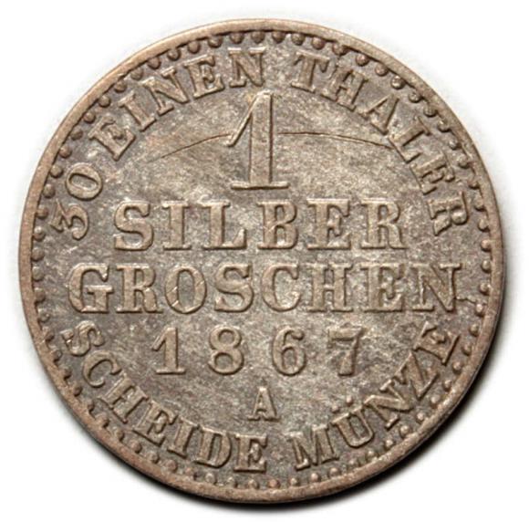 1 silver groschen 1867 Wilhelm II Germany Berlin (2)