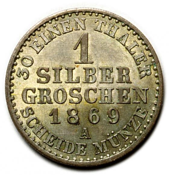 1 silver groschen 1869 Wilhelm II Germany Berlin (2)