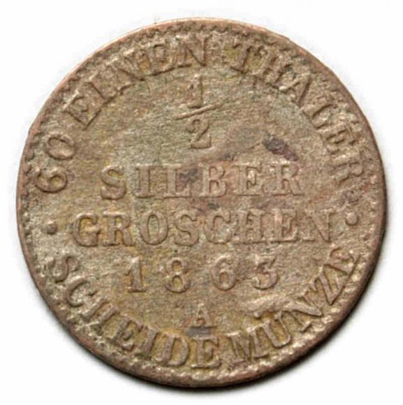 1/2 silver groschen 1863 Wilhelm II Germany Berlin