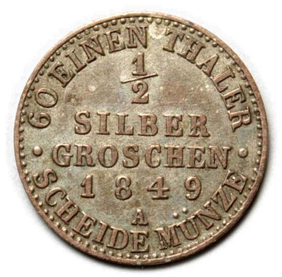 1/2 silver groschen 1849 Friedrich Wilhelm IV Germany Berlin (2)
