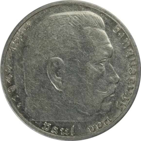 2 mark 1937 G Paul von Hindenburg Germany Karlsruhe (1)