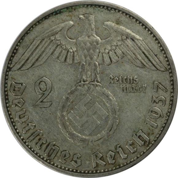 2 mark 1937 J Paul von Hindenburg Germany Hamburg
