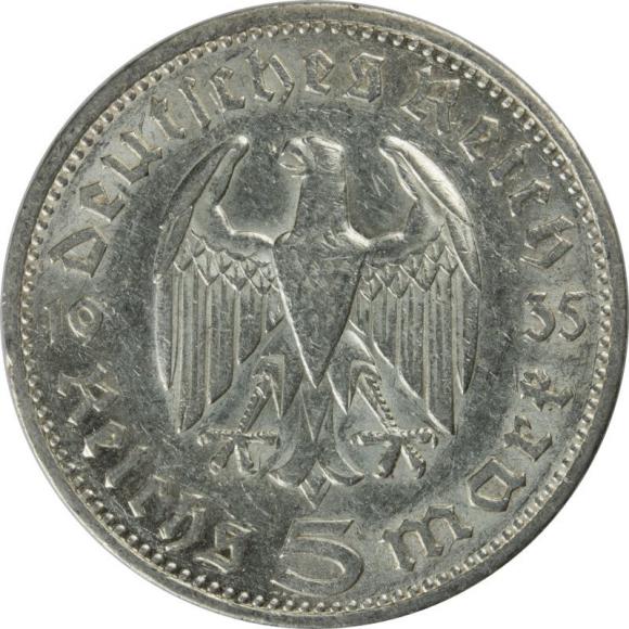 5 mark 1935 Paul von Hindenburg Germany Stuttgart