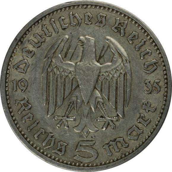 5 mark 1935 J Paul von Hindenburg Germany Hamburg (2)
