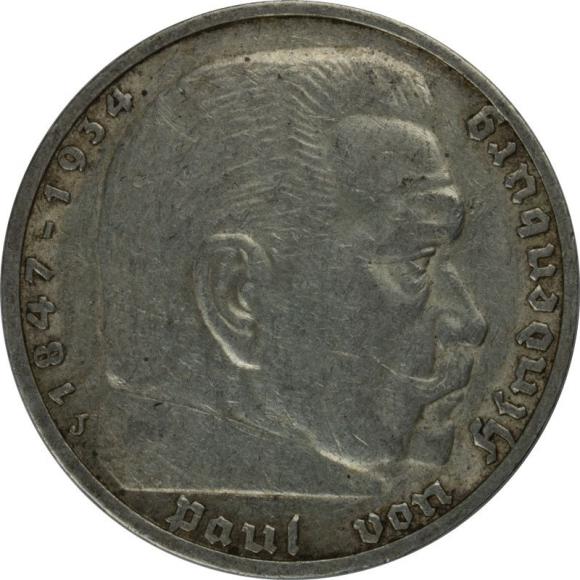 5 mark 1935 J Paul von Hindenburg Germany Hamburg (1)