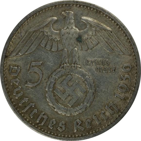 5 mark 1936 J Paul von Hindenburg Germany Hamburg (2)