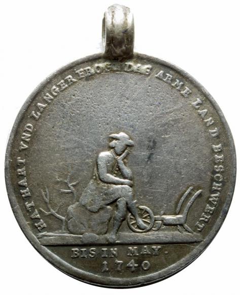 Medal from the Prussian War 1740 "Sharp Winter in Silesia"