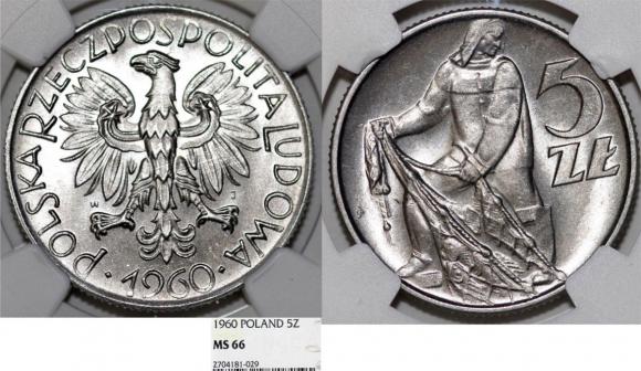 5 złotych 1960 Rybak GRADING NGC (1)