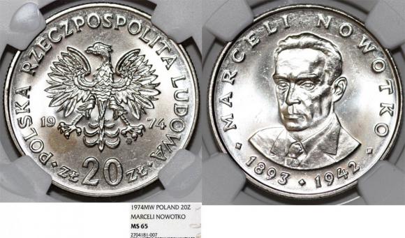 20 złotych 1974 Marceli Nowotko GRADING NGC (1)