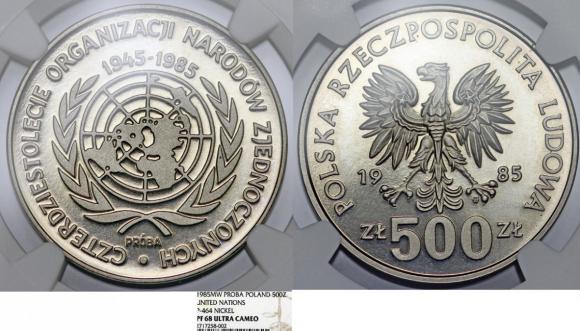 500 złotych 1985 ONZ próba GRADING NGC (1)