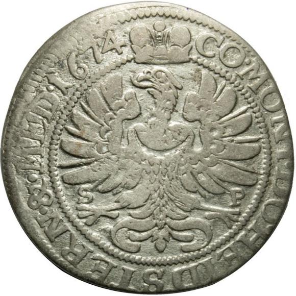 6 kreuzer 1674 Silvius II Frederick Duchy of Ziebice - Olesnica Olesnica