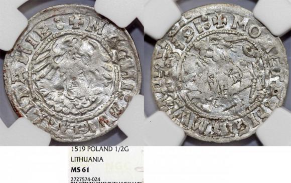 Półgrosz 5191 Zygmunt Stary Wilno R4 MS 61 (1)