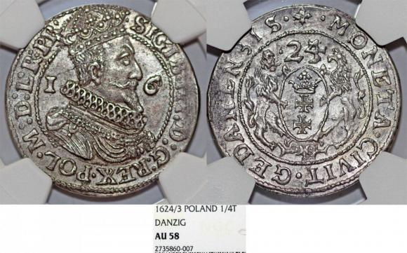 Ort 1623/4 Zygmunt III Waza Gdańsk AU 58 (1)