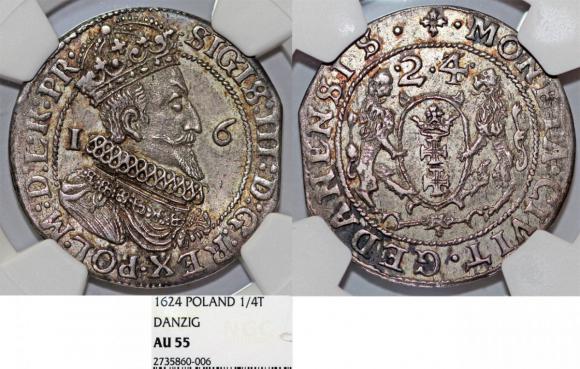 Ort 1623/4 Zygmunt III Waza Gdańsk AU 55 (1)