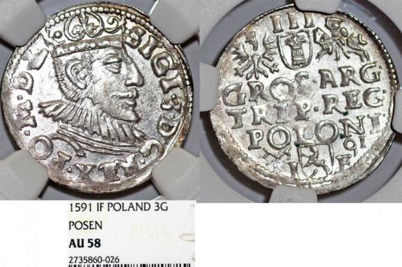 Trojak 1591 Zygmunt III Waza Poznań AU 58 (1)