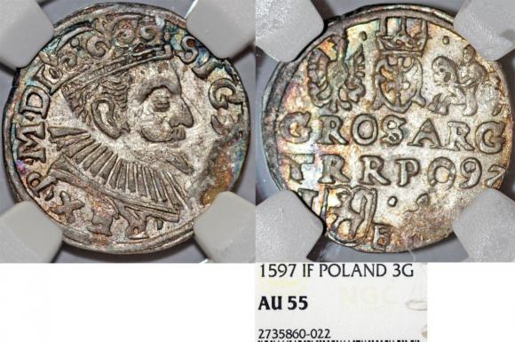 Trojak 1597 Zygmunt III Waza Lublin AU 55 (1)