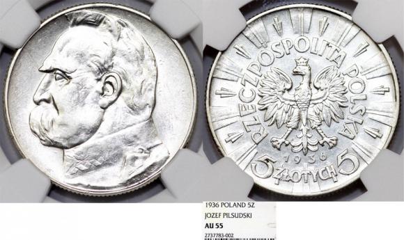 5 złotych 1936 Józef Piłsudski srebro AU 55 (1)