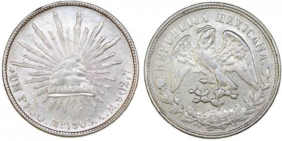 Peso 1905 Mo-AM Meksyk srebro (1)