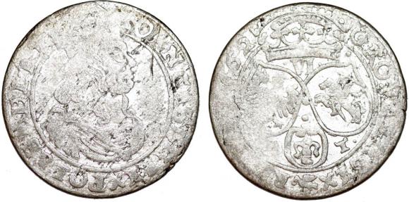 Szóstak 1662 AT Jan Kazimierz Kraków (1)
