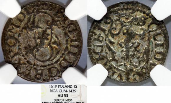Szeląg 1619 Zygmunt III Waza Ryga (1)