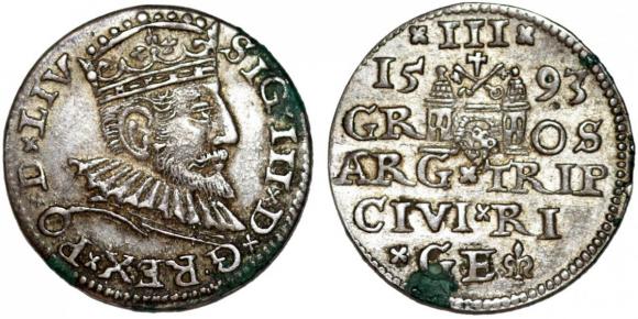 Trojak 1593 Zygmunt III Waza Ryga (1)