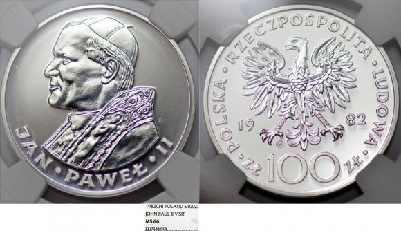 100 złotych Jan Paweł II srebro MS 66 (1)