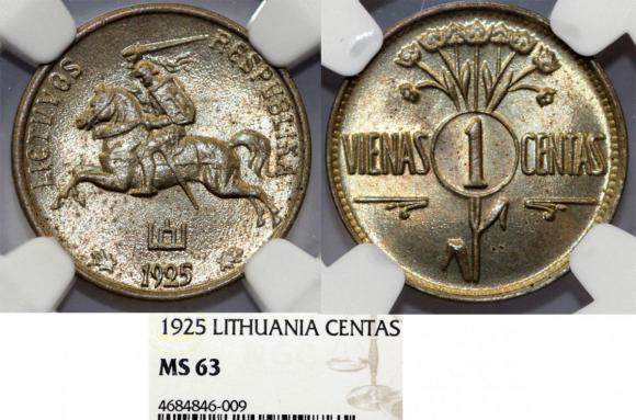 1 centas 1925 Litwa MS 63 (1)