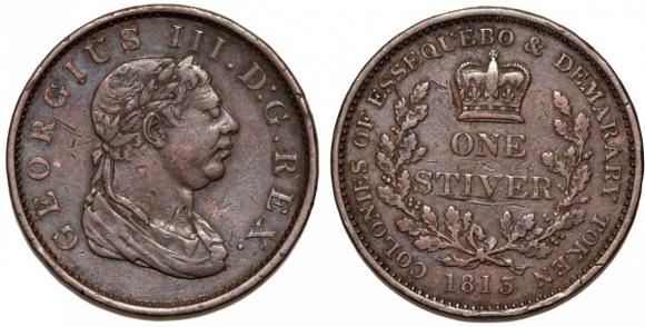 1 stiver 1813 Jerzy III Gujana Essequibo Demerary (1)