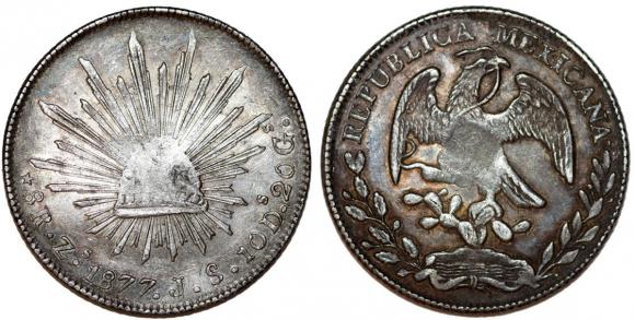 8 reali 1877 Meksyk ZS J.S. Zacatecas srebro (1)