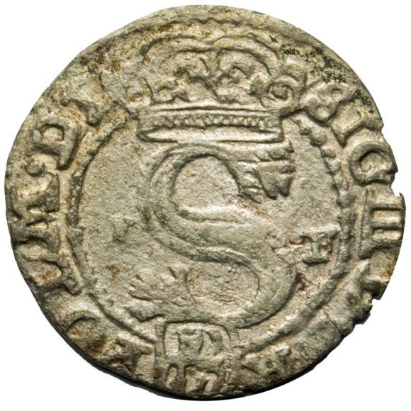 Szeląg 1591 Zygmunt III Waza Olkusz (2)