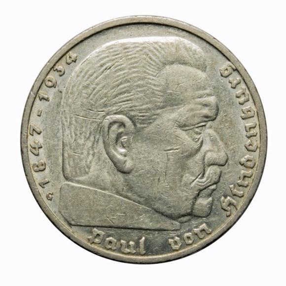 5 mark 1936 F Paul von Hindenburg Stuttgart