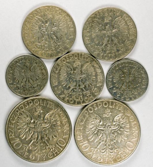 Head of Women 1932 -1934 lot 7 silver coins