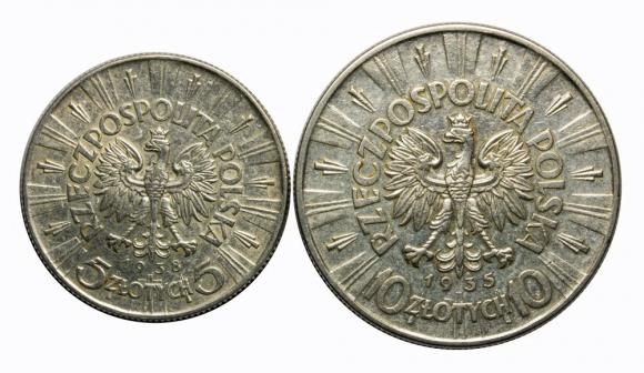 Zestaw Józef Piłsudski 5 zł 1938 + 10 zł 1935 (2)
