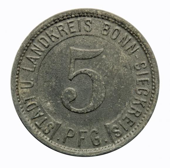 5 pfennig 1919 Bonn Rhineland