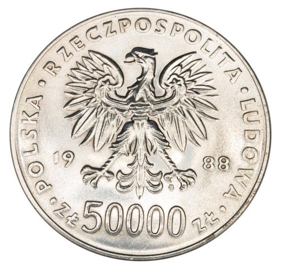 50000 zlotych 1988 70th anniversary of regaining independence Jozef Pilsudski People's Republic of Poland (2)