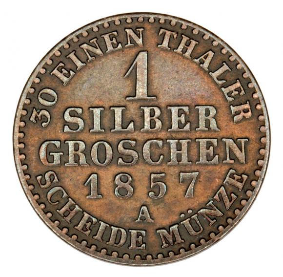 1 silver groschen 1857 Frederick William IV Germany Prussia Berlin A