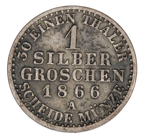 1 silver groschen 1866 Wilhelm I Hohenzollern Germany Prussia Berlin A