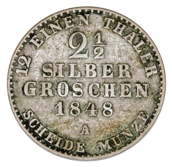2 1/2 silver groschen 1848 Frederick William IV Germany Prussia Berlin A