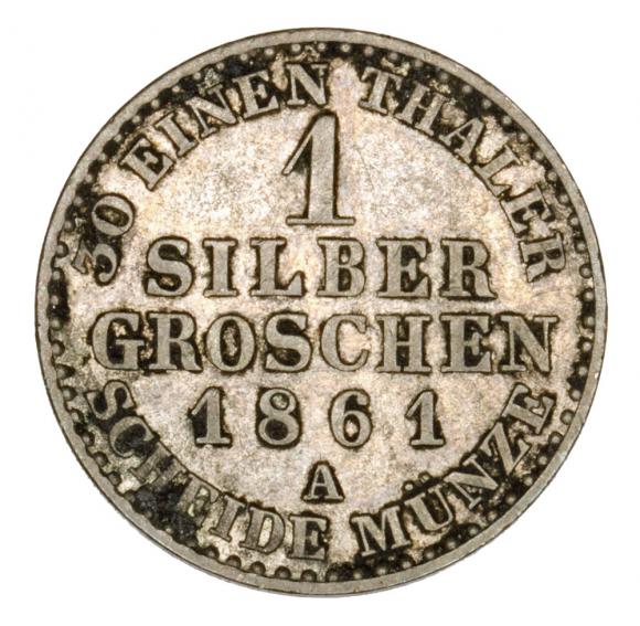 1 silver groschen 1861 William I Prussia Berlin A