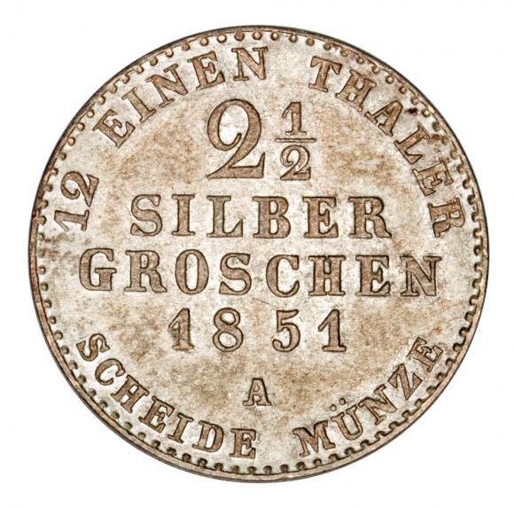 2 1/2 silver groschen 1851 Frederick William IV Prussia Berlin A